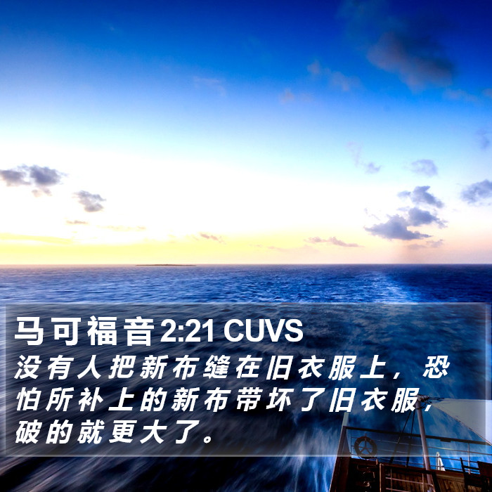 马 可 福 音 2:21 CUVS Bible Study