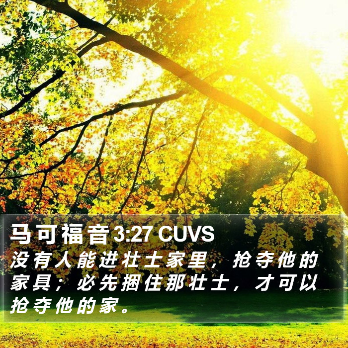 马 可 福 音 3:27 CUVS Bible Study