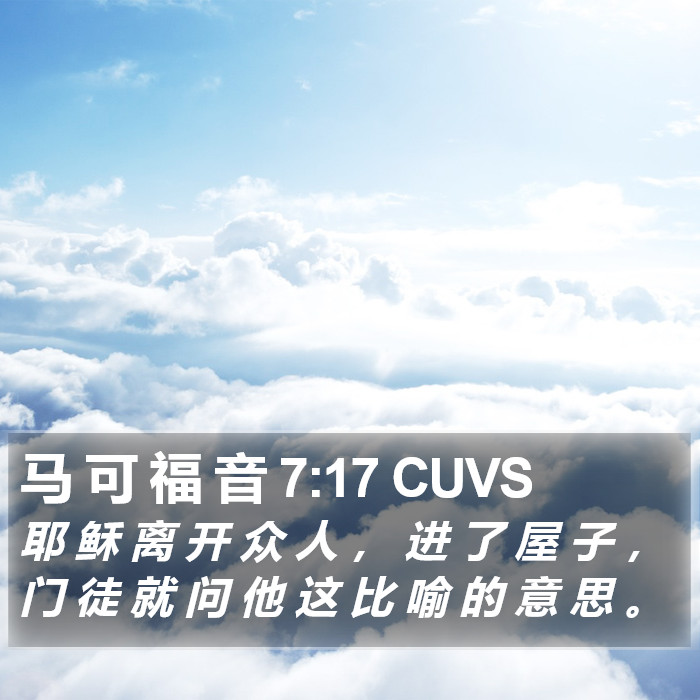 马 可 福 音 7:17 CUVS Bible Study