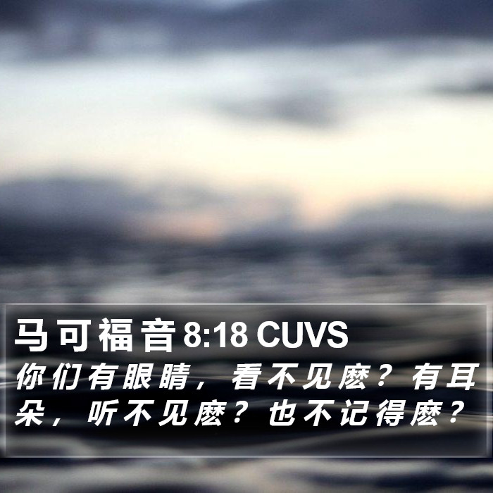 马 可 福 音 8:18 CUVS Bible Study