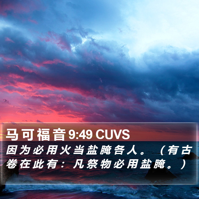 马 可 福 音 9:49 CUVS Bible Study