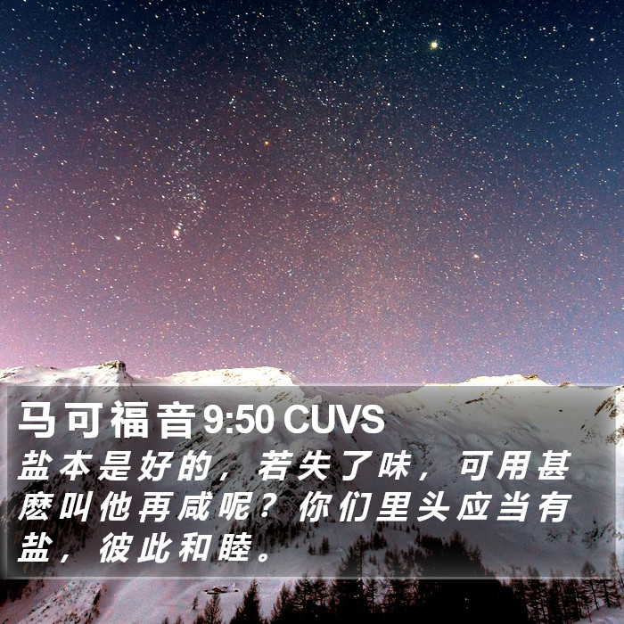 马 可 福 音 9:50 CUVS Bible Study
