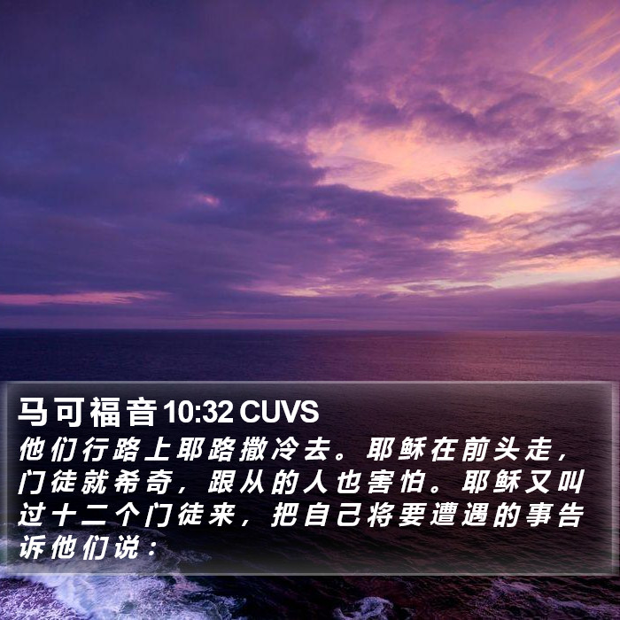 马 可 福 音 10:32 CUVS Bible Study