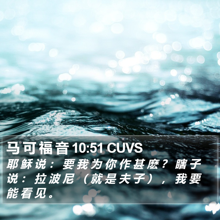 马 可 福 音 10:51 CUVS Bible Study