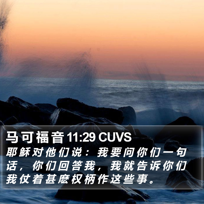 马 可 福 音 11:29 CUVS Bible Study