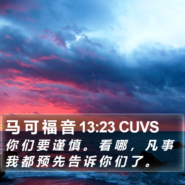 马 可 福 音 13:23 CUVS Bible Study