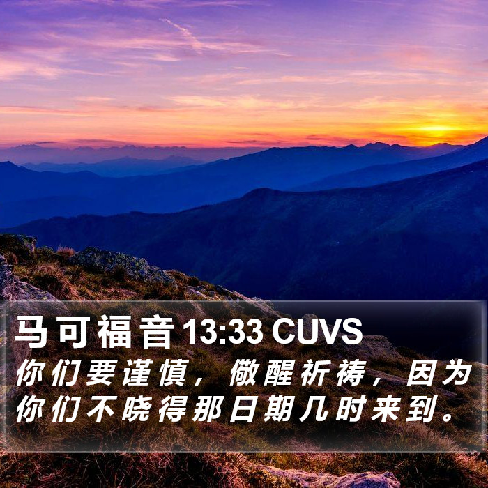 马 可 福 音 13:33 CUVS Bible Study