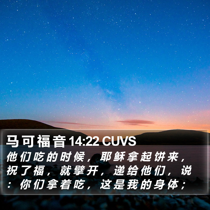 马 可 福 音 14:22 CUVS Bible Study