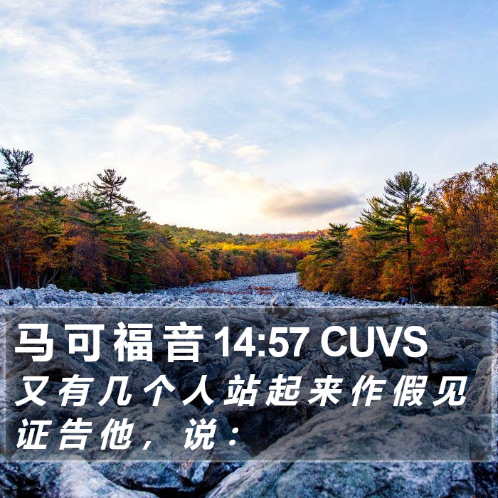 马 可 福 音 14:57 CUVS Bible Study