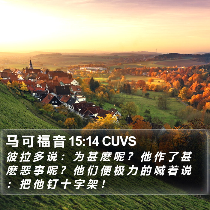 马 可 福 音 15:14 CUVS Bible Study