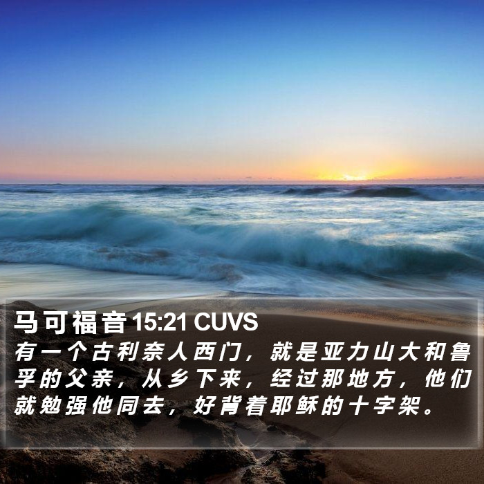 马 可 福 音 15:21 CUVS Bible Study