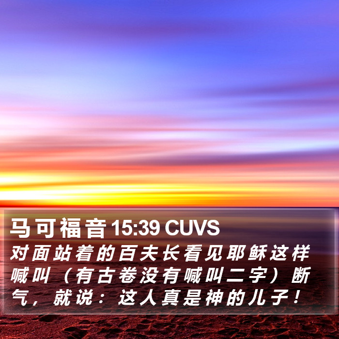 马 可 福 音 15:39 CUVS Bible Study