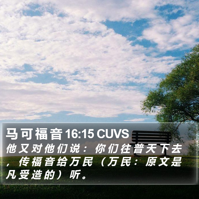 马 可 福 音 16:15 CUVS Bible Study