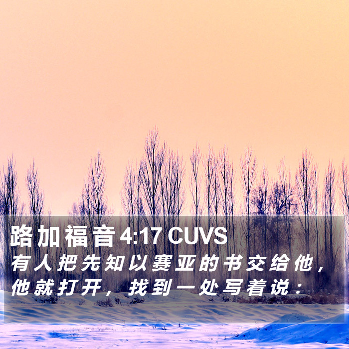 路 加 福 音 4:17 CUVS Bible Study