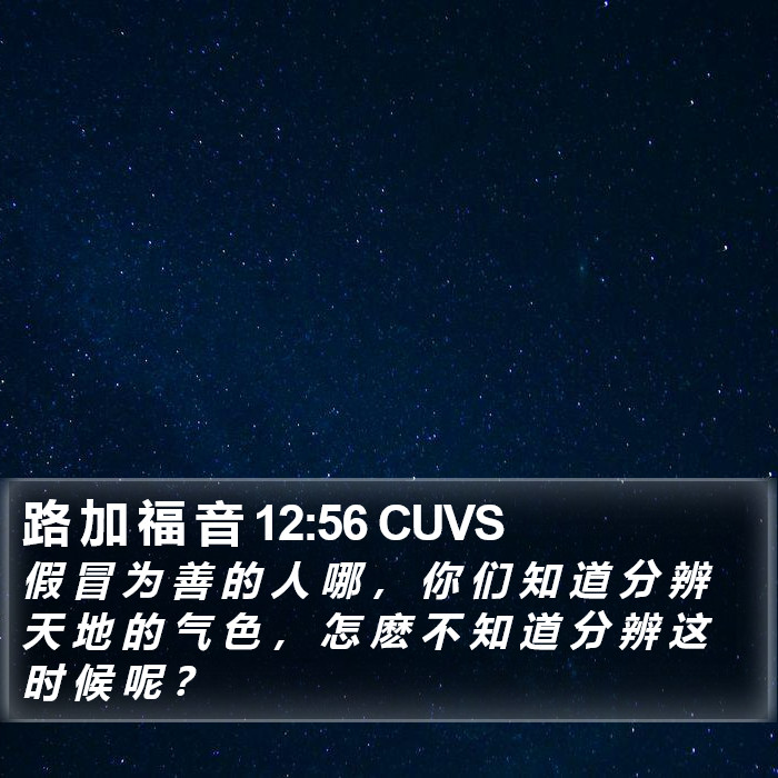 路 加 福 音 12:56 CUVS Bible Study