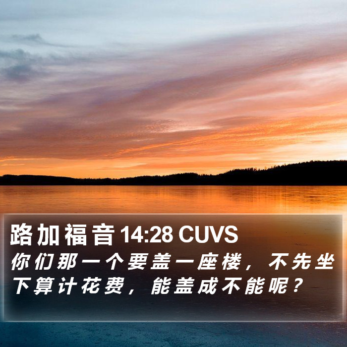 路 加 福 音 14:28 CUVS Bible Study