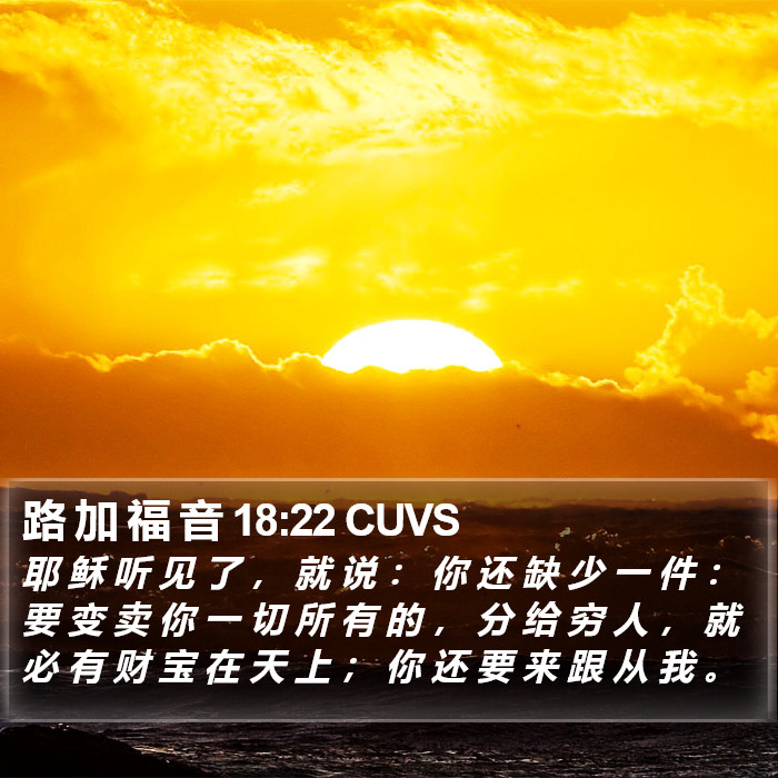 路 加 福 音 18:22 CUVS Bible Study