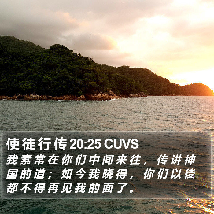 使 徒 行 传 20:25 CUVS Bible Study