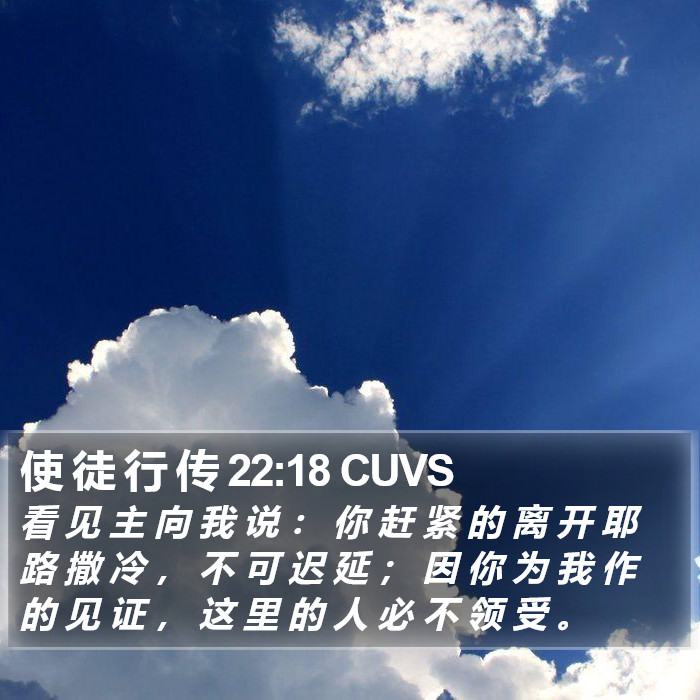 使 徒 行 传 22:18 CUVS Bible Study