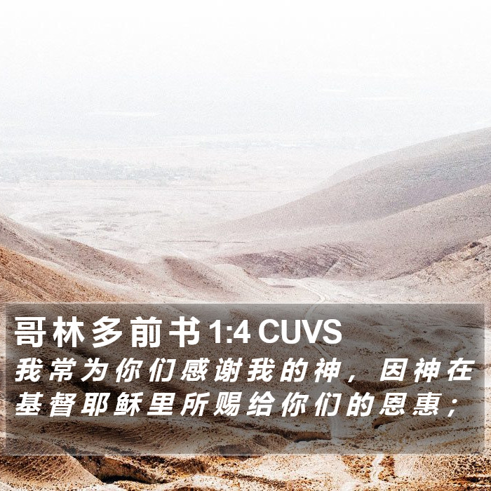 哥 林 多 前 书 1:4 CUVS Bible Study