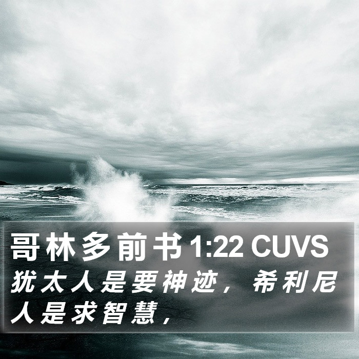 哥 林 多 前 书 1:22 CUVS Bible Study