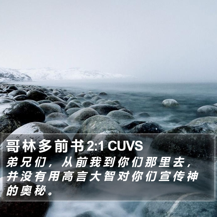 哥 林 多 前 书 2:1 CUVS Bible Study