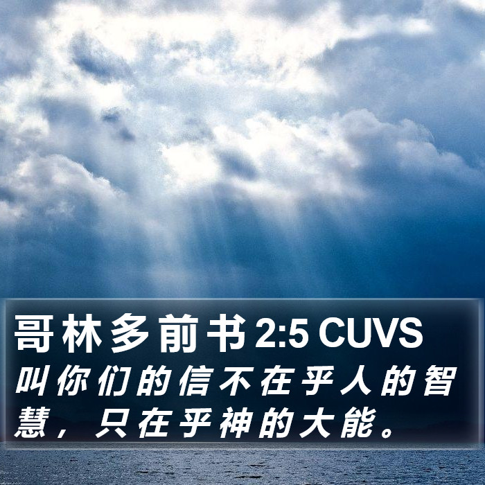 哥 林 多 前 书 2:5 CUVS Bible Study