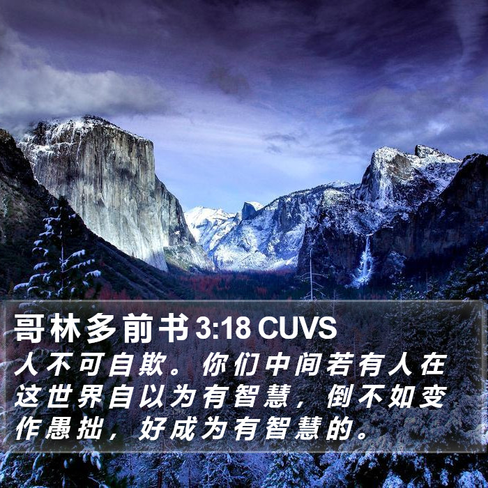 哥 林 多 前 书 3:18 CUVS Bible Study