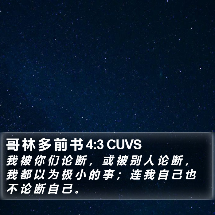 哥 林 多 前 书 4:3 CUVS Bible Study