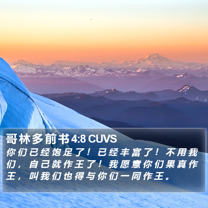 哥 林 多 前 书 4:8 CUVS Bible Study