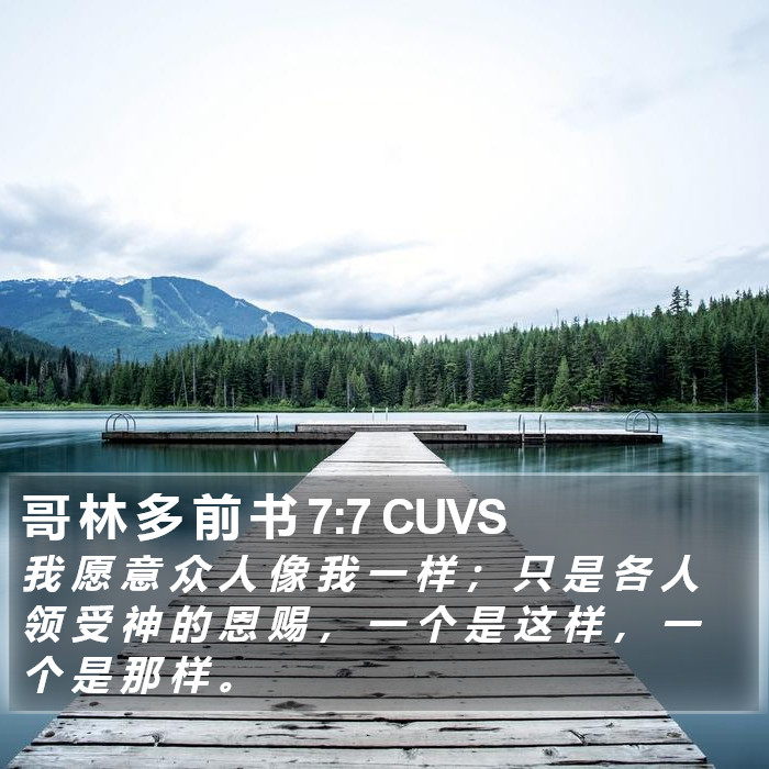 哥 林 多 前 书 7:7 CUVS Bible Study