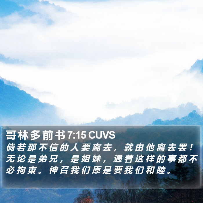 哥 林 多 前 书 7:15 CUVS Bible Study