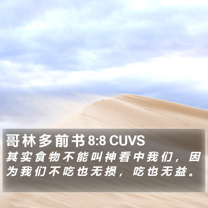哥 林 多 前 书 8:8 CUVS Bible Study