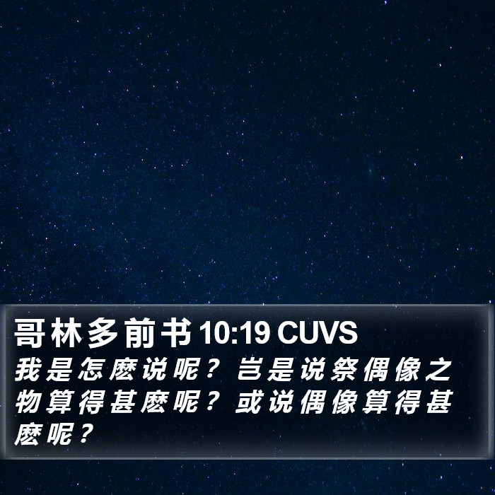 哥 林 多 前 书 10:19 CUVS Bible Study