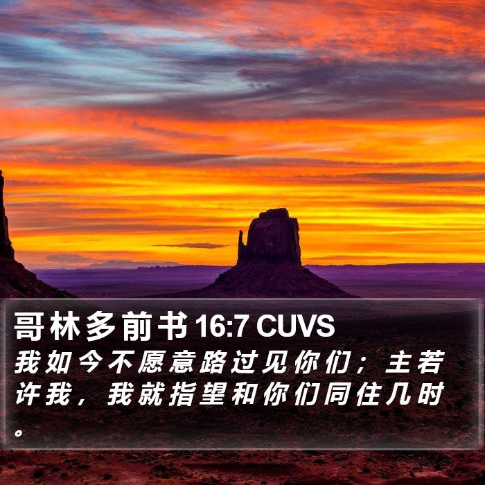 哥 林 多 前 书 16:7 CUVS Bible Study