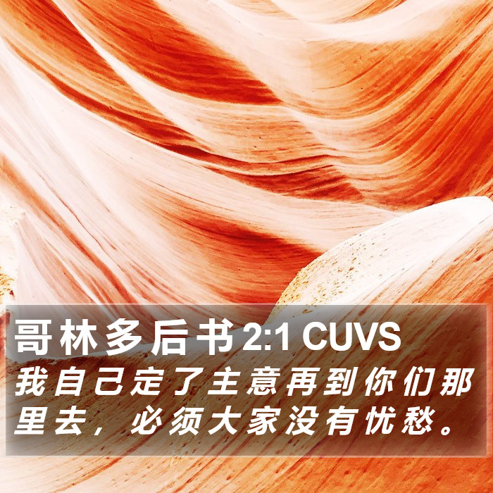 哥 林 多 后 书 2:1 CUVS Bible Study