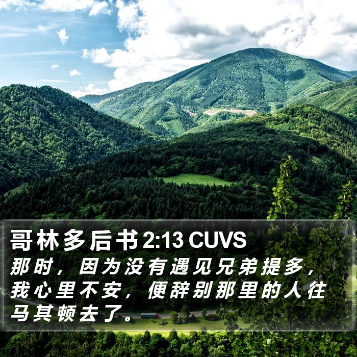 哥 林 多 后 书 2:13 CUVS Bible Study