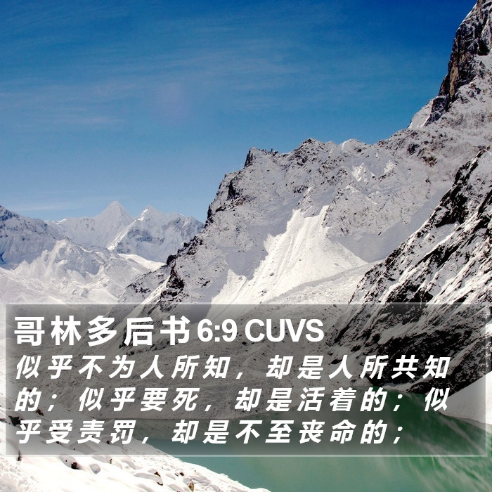 哥 林 多 后 书 6:9 CUVS Bible Study