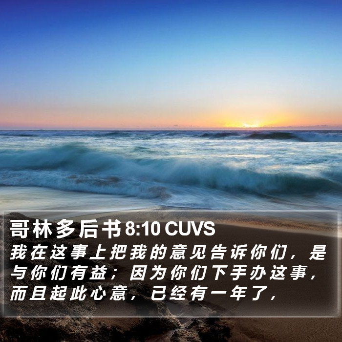 哥 林 多 后 书 8:10 CUVS Bible Study