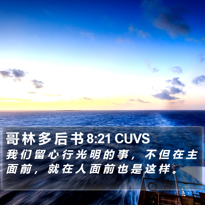 哥 林 多 后 书 8:21 CUVS Bible Study
