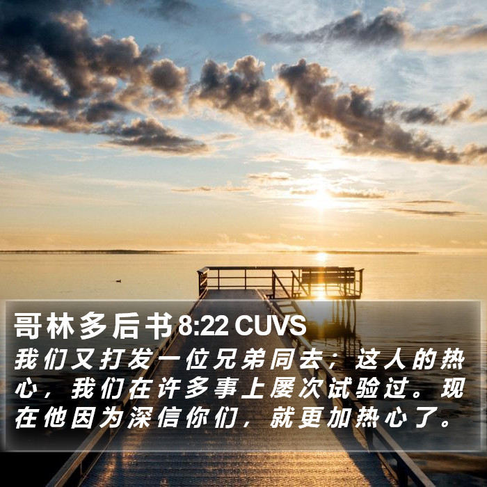 哥 林 多 后 书 8:22 CUVS Bible Study