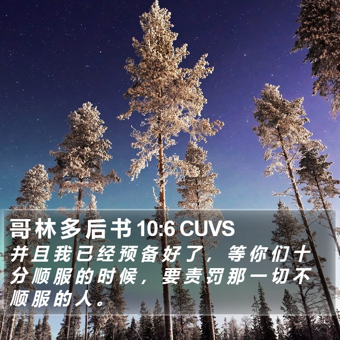 哥 林 多 后 书 10:6 CUVS Bible Study