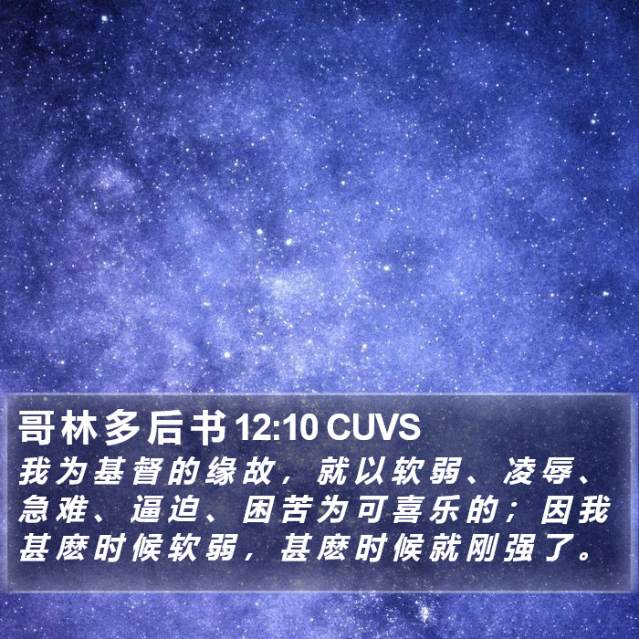 哥 林 多 后 书 12:10 CUVS Bible Study
