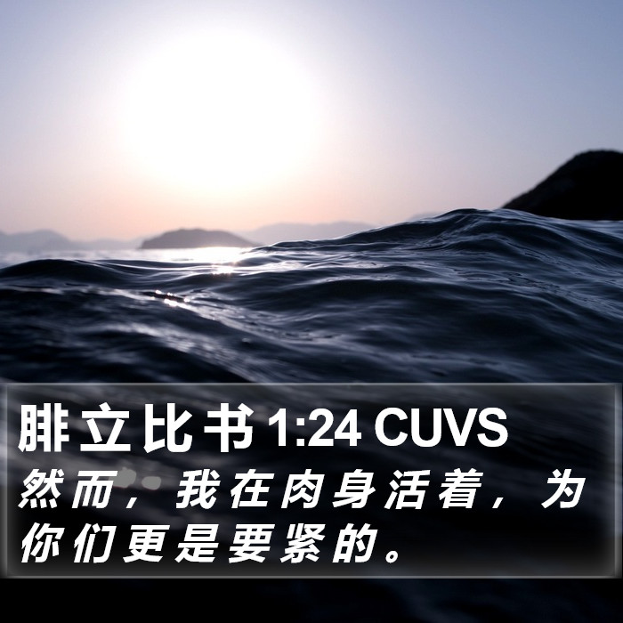 腓 立 比 书 1:24 CUVS Bible Study