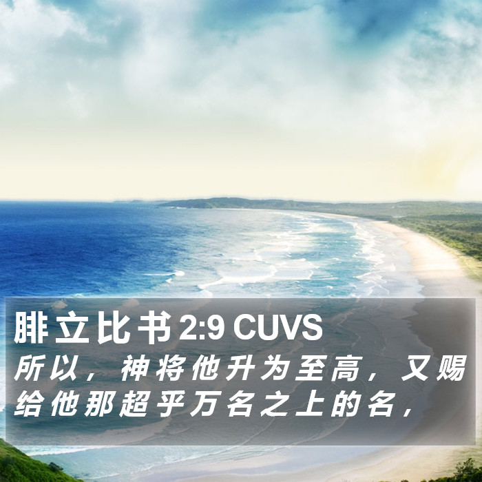 腓 立 比 书 2:9 CUVS Bible Study