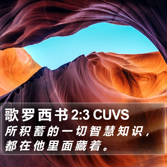 歌 罗 西 书 2:3 CUVS Bible Study