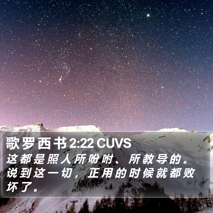 歌 罗 西 书 2:22 CUVS Bible Study