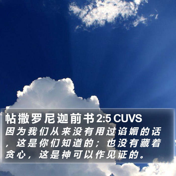 帖 撒 罗 尼 迦 前 书 2:5 CUVS Bible Study