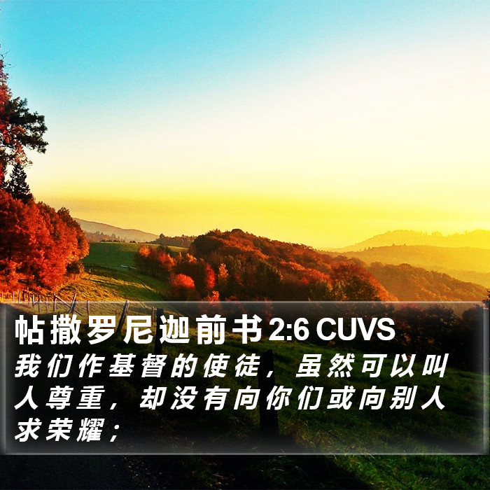 帖 撒 罗 尼 迦 前 书 2:6 CUVS Bible Study