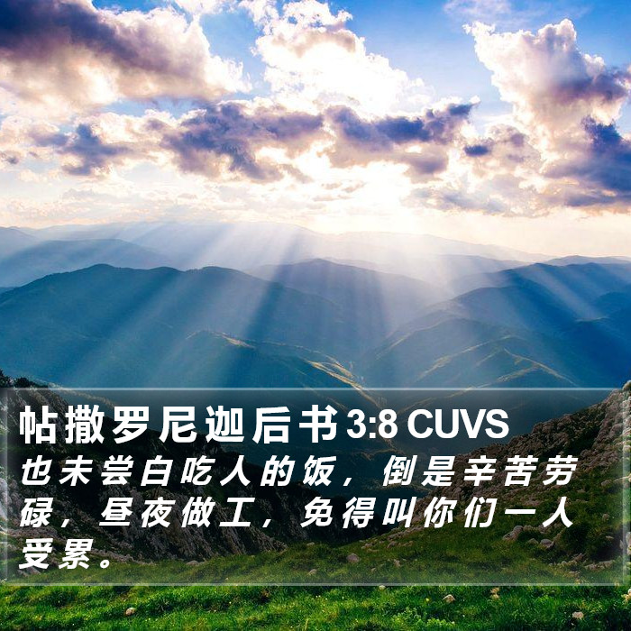 帖 撒 罗 尼 迦 后 书 3:8 CUVS Bible Study